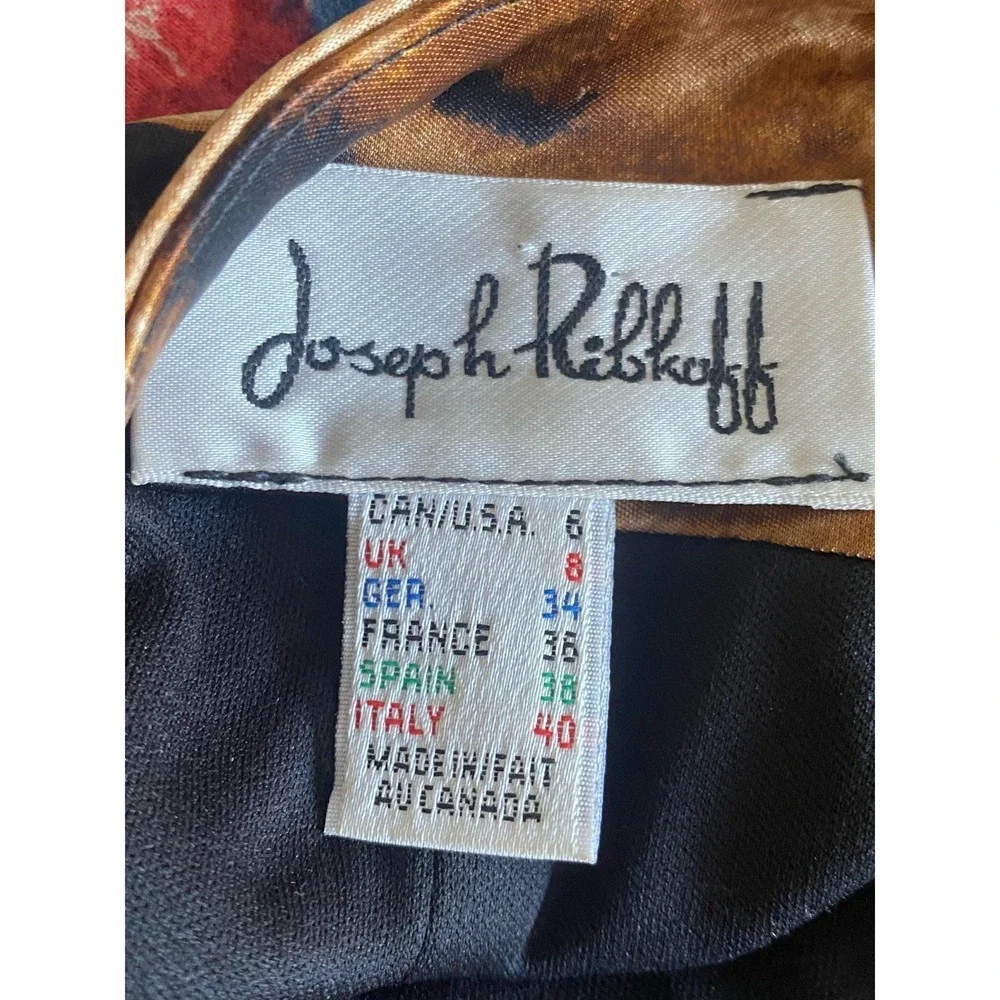 Joseph Ribkoff Leopard Print Sheath Dress Sz 6 Ring Detail V-Neck Open Back Y2K - Picture 4 of 6